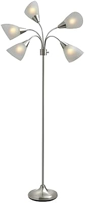 Adesso Floor Lamp with 5 Movable Shades & Adjustable Brightness, Brushed Steel Finish, Silver Perfect Lighting for Bedroom Decor, Beauty & Art Studio - image 2 of 4