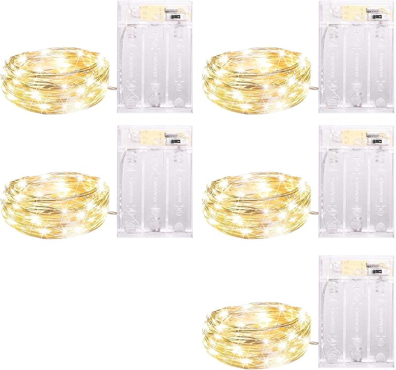 Minetom 5 Pack Fairy Lights Battery Operated, 7Ft 20 LED String Lights - String & Accent Lighting, product photo on a white background