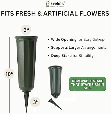 Evelots Cemetery Flower Vases with Sturdy Spikes Outdoor Grave Decor 6-Pack - image 3 of 4