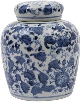 Creative Co-Op Small Decorative Ceramic Ginger Jar with Lid, Blue and White Floral Pattern - image 4 of 4
