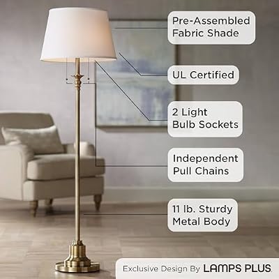 360 Lighting Spenser 58" Tall Brushed Antique Brass Traditional Floor Lamp - image 4 of 4