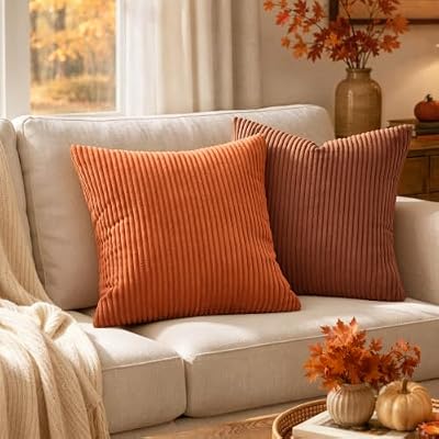 MIULEE Fall Decorative Corduroy Throw Pillow Covers Set of 2 20x20 Orange - image 3 of 4