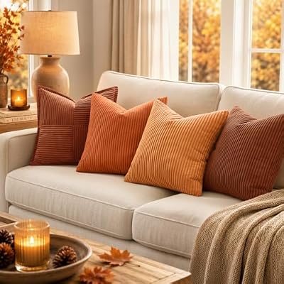 MIULEE Fall Decorative Corduroy Throw Pillow Covers Set of 2 20x20 Orange - image 4 of 4