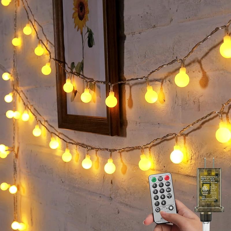 Minetom Globe String Lights, 33 Feet 100 Led Fairy Lights Plug in - String & Accent Lighting, product photo on a white background
