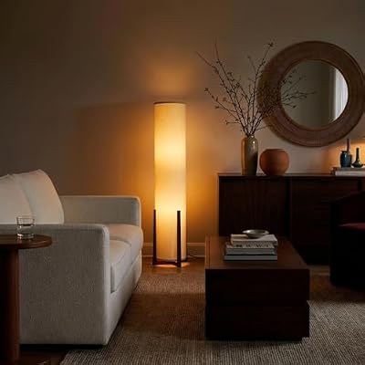 Brightech Parker Paper Lantern Floor lamp, 48 Inch Tall Lamp with Wood Frame, Asian Design for Bedroom, Decorative Tower Shade Lamp for Living Rooms & Offices, Great Living Room Décor - image 3 of 4