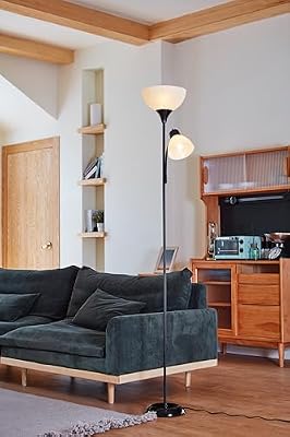 Globe Electric 67135 72" Floor Lamp with Adjustable Reading Light, Bright, Easy-to-Assemble Torchiere for Bedroom, Living Room & Office - Space-Saving Slim Design - image 3 of 4
