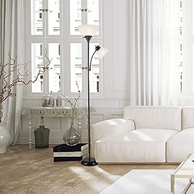 Globe Electric 67135 72" Floor Lamp with Adjustable Reading Light, Bright, Easy-to-Assemble Torchiere for Bedroom, Living Room & Office - Space-Saving Slim Design - image 4 of 4