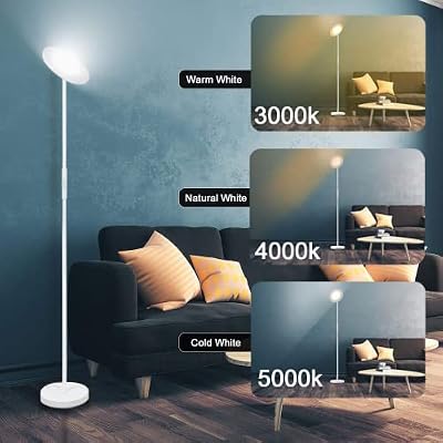 JOOFO LED Torchiere Floor Lamp with Remote, Stepless Dimmable Pearl White - image 4 of 4