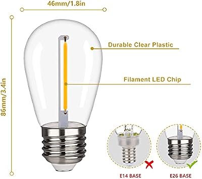 Shatterproof LED String Lights, Waterproof, Warm White 2200K, 70LM, E26 Base - 15 Pack - image 2 of 4