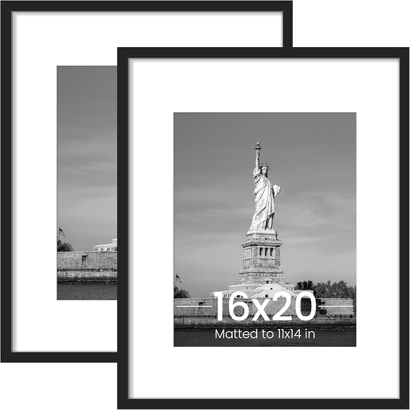 ENJOYBASICS 16x20 Picture Frame, Wall Gallery Frames Set of 2, Black - Wall Art, product photo on a white background