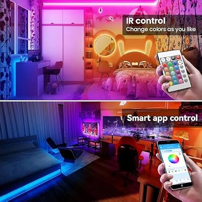 TJOY LED Lights for Bedroom 100ft, RGB Color Changing Led Strip Lighting - image 3 of 4