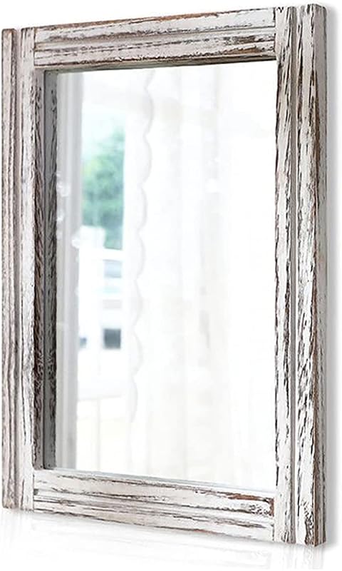AAZZKANG Wall Mirror Rustic Wood Framed Rectangle Mirrors for Wall 16"x12‘’ - Mirrors, product photo on a white background