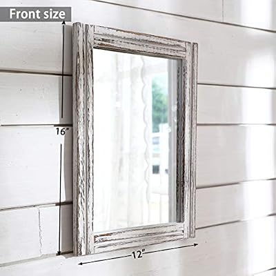 AAZZKANG Wall Mirror Rustic Wood Framed Rectangle Mirrors for Wall 16"x12‘’ - image 3 of 4