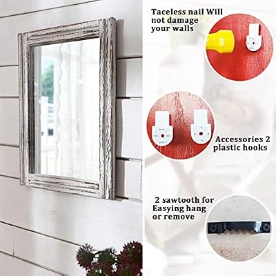 AAZZKANG Wall Mirror Rustic Wood Framed Rectangle Mirrors for Wall 16"x12‘’ - image 4 of 4