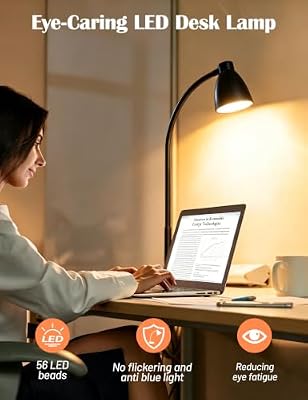 BOHON LED Desk Lamp with USB Charging Port 3 Color Modes Dimmable, Black - image 4 of 4