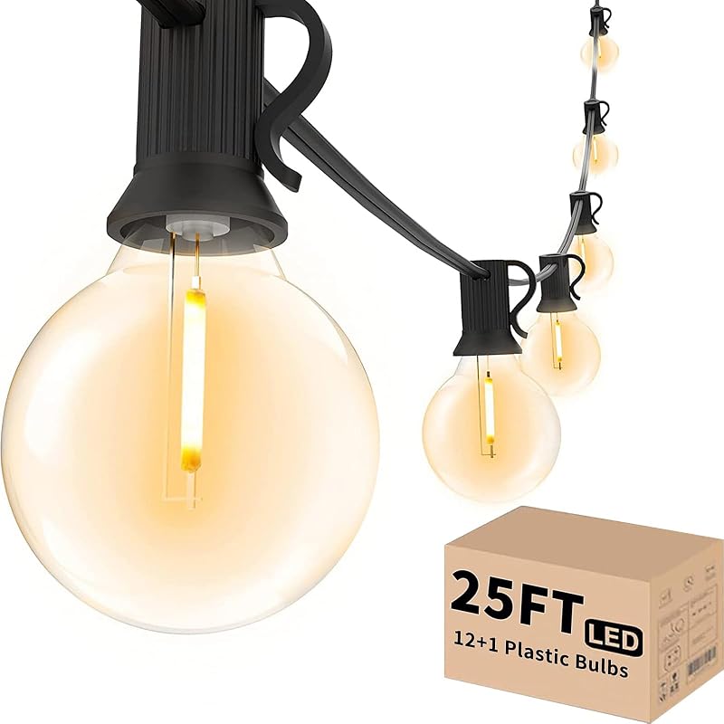 Svater Outdoor String Lights 25 FT G40 LED Patio Hanging Light Waterproof - String & Accent Lighting, product photo on a white background
