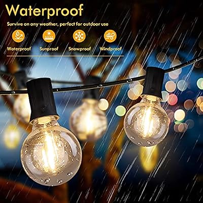 100FT LED Outdoor String Lights Patio Light with 52 Shatterproof G40 Dimmable Globe Bulb, 2-Pack 50FT Waterproof Outside Hanging String Light for Christmas Backyard Porch Balcony Gazebo Party - image 4 of 4