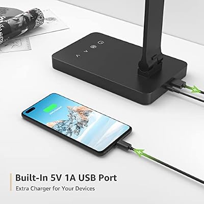 Lepro Desk Lamp with USB Charging Port for Home Office, 650LM 9.5W, Black - image 3 of 4