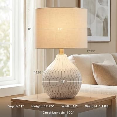 Signature Design by Ashley Ceramic Table Lamp, Bedside, Antique White - image 3 of 4