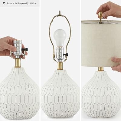 Signature Design by Ashley Ceramic Table Lamp, Bedside, Antique White - image 4 of 4