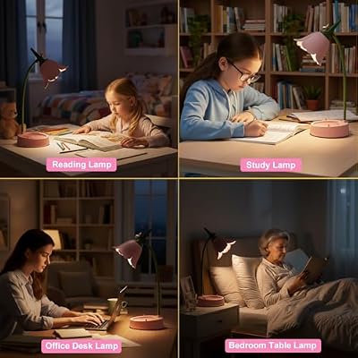 magical JD LED Desk Lamp Cordless Table Light Adjustable Gooseneck Dimmable Touch Rechargeable Battery Eye-Caring Night Light for Kids,Mini Cute Lamp for College Dorm Bedroom Reading - image 4 of 4