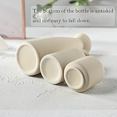 CEMABT Beige Ceramic vase Set-3 Small Flower vases for Decor,Modern Boho Farmhouse Home Decor,Decorative vase for Pampas Grass&Dried Flowers,idea Shelf,Table,Bookshelf ,Entryway- Distressed - image 3 of 4
