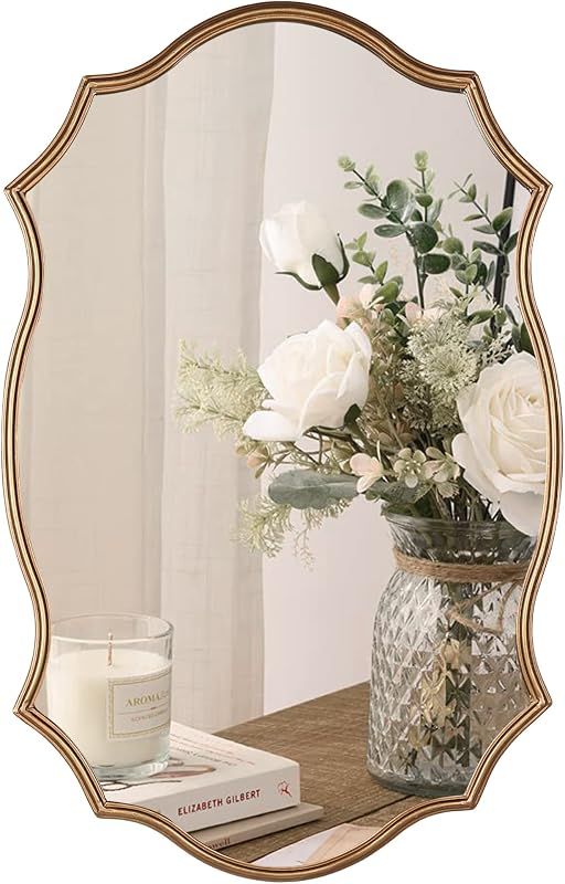 Wall Mirror in Vintage Golden Decorative Vanity Mirrors, 20"x30" - Mirrors, product photo on a white background