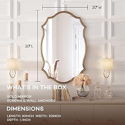 Wall Mirror in Vintage Golden Decorative Vanity Mirrors, 20"x30" - image 3 of 4