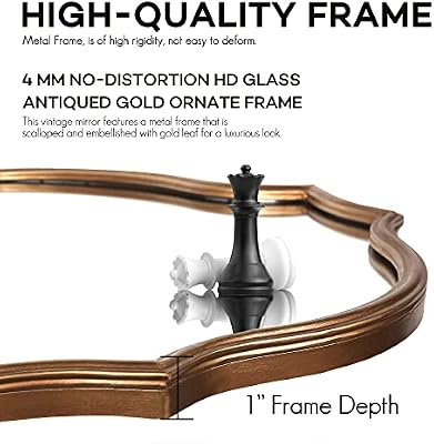 Wall Mirror in Vintage Golden Decorative Vanity Mirrors, 20"x30" - image 4 of 4