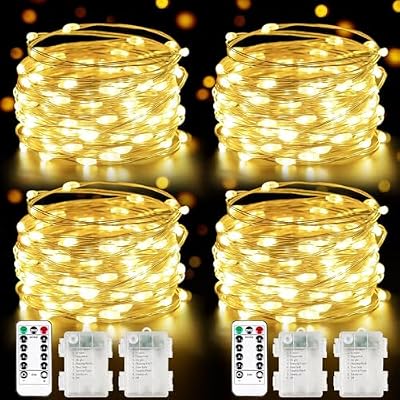 4 Pack Fairy Lights Battery Operated with Remote 33FT 100 LED Warm White - image 2 of 4