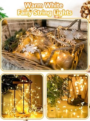 4 Pack Fairy Lights Battery Operated with Remote 33FT 100 LED Warm White - image 3 of 4
