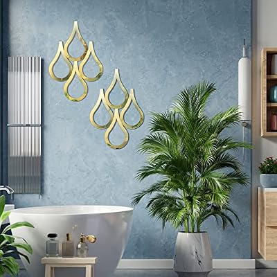 Weysat 2 Pieces Teardrop Wall Mirror Hanging Wall Mounted Decorative Accent Mirror for Home Living Room Bedroom Bathroom, 15.7 x 11 Inch(Gold) - image 4 of 4