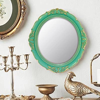 YCHMIR Vintage Decorative Wall Mirror 14.8 x 13.1 Inch Oval Mirror (Green) - image 3 of 4