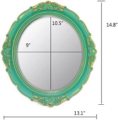 YCHMIR Vintage Decorative Wall Mirror 14.8 x 13.1 Inch Oval Mirror (Green) - image 4 of 4