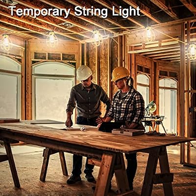 100FT Construction String Lights, 100W 11 Bulbs Work Lights with E26 Base, Construction Lights IP65 Waterproof, 8000LM 6500K Temporary Lighting for Indoor Workshop, Mine cave, Job Site - image 4 of 4