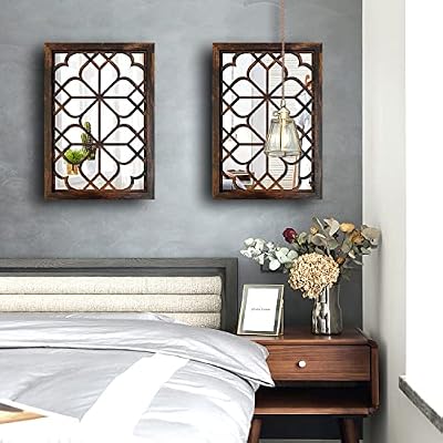 Wocred Set of 2 Rectangular Wall Mirror,Gorgeous Rustic Farmhouse Accent Mirror,Caramel Color Entry Mirror for Bathroom Renovation,Bedrooms,Living Rooms and More(11”x15”) - image 4 of 4