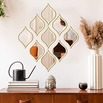 Tanlade 9 Pcs Teardrop Wall Mirror Gold Decorative Wall Mounted - image 2 of 4