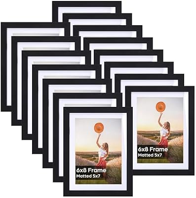 Lyeasw 5x7 Picture Frame Black Set of 15, Display Pictures 6x8 without Mat or 5x7 with Mat, Multi Photo Frames for Wall or Tabletop - image 2 of 4