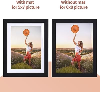 Lyeasw 5x7 Picture Frame Black Set of 15, Display Pictures 6x8 without Mat or 5x7 with Mat, Multi Photo Frames for Wall or Tabletop - image 4 of 4
