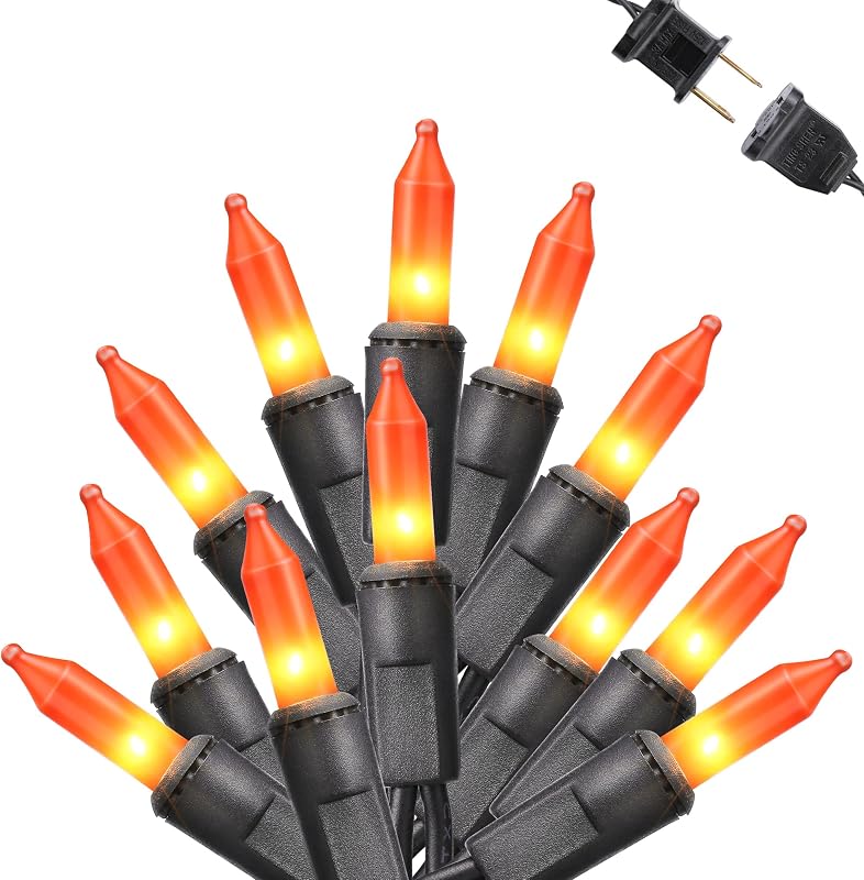 Toodour Orange Halloween Lights, 12.5ft 50 Count Incandescent String Lights - String & Accent Lighting, product photo on a white background