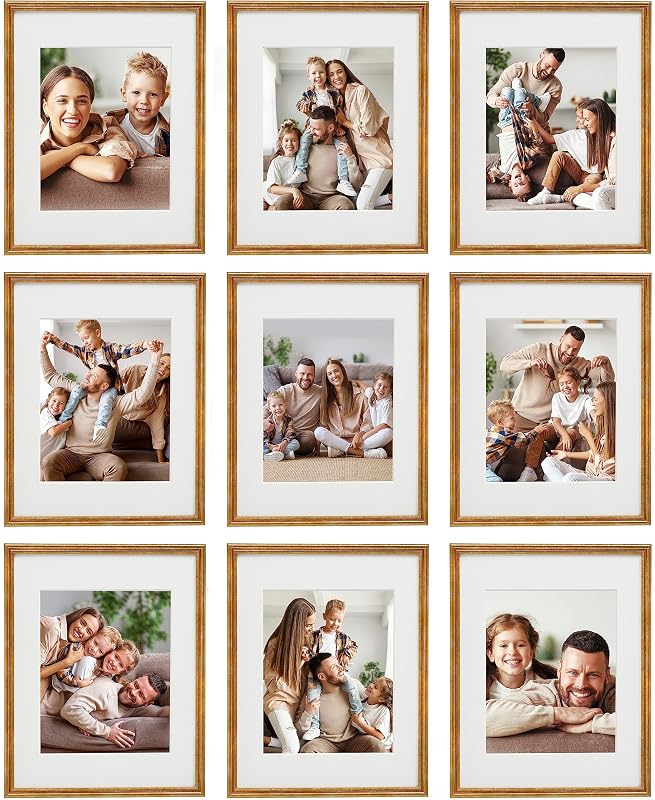 Sheffield Home 9 Piece Gallery Wall Frame Set, 11x14 Inch, Antique Bronze - Wall Art, product photo on a white background