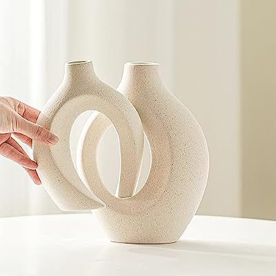 Lvases Snuggle Hollow Ceramic Vase Set of 2, Boho Tabletop Home Decor Vases - image 3 of 4