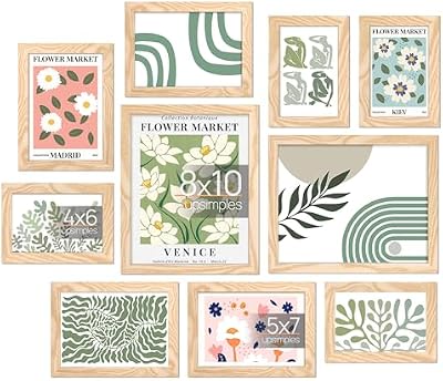 upsimples Picture Frames Set of 10, Including 8x10, 5x7, 4x6 Natural Frame - image 2 of 4