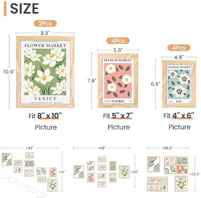upsimples Picture Frames Set of 10, Including 8x10, 5x7, 4x6 Natural Frame - image 3 of 4