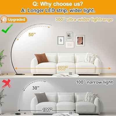 Dimmable LED Lamps for Living Room with 3 Color Temperatures, Ultra Bright 2000LM Arc Floor Lamps, Modern Standing Tall Lamp with Remote Control Reading Floor Lamp for Bedroom Office Classroom - image 3 of 4
