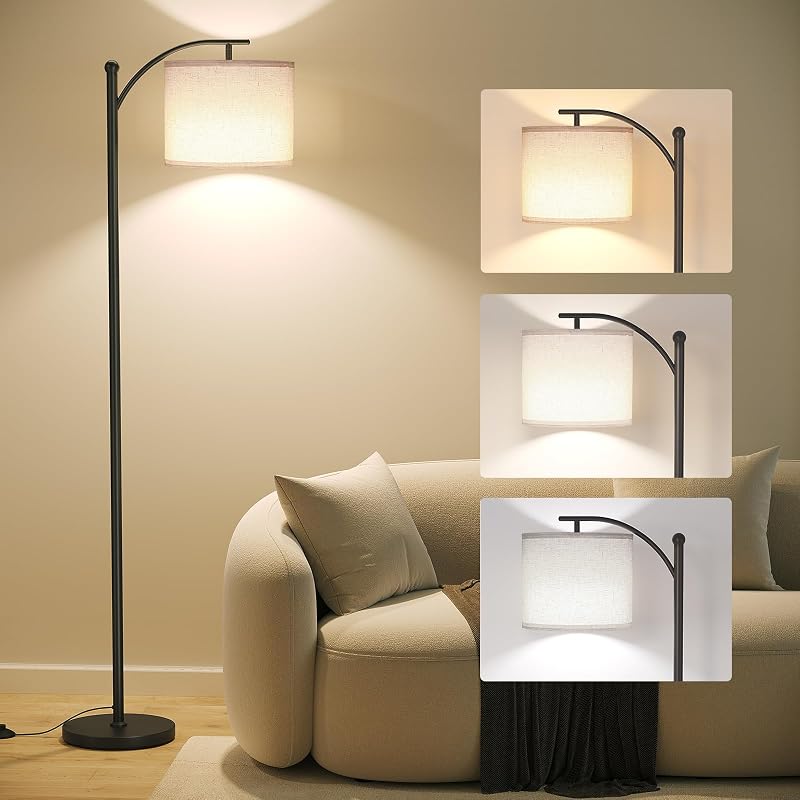 SUNMORY Arc Floor Lamp, Modern Floor Lamp with 3 Color Temperatures Bulb - Floor Lamps, product photo on a white background