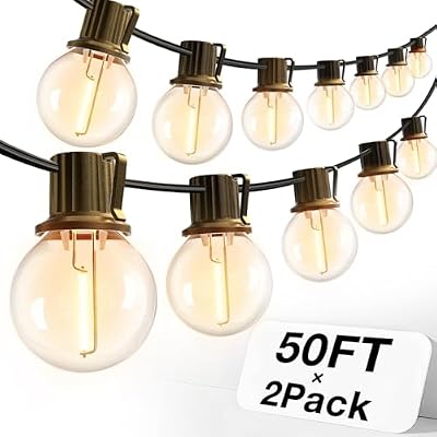 addlon 100FT Outdoor String Lights 54 G40 LED Bulbs Dimmable Waterproof - image 2 of 4