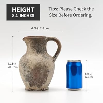 SIDUCAL Ceramic Rustic Farmhouse Vase with Handle, Terracotta Vase, Minimalist Decorative Vases for Home Decor, Table, Living Room, Shelf, Christmas Decoration(Gray) - image 3 of 4