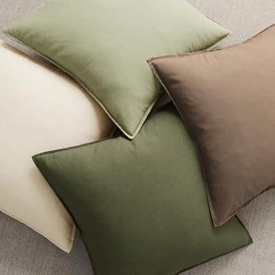 MIULEE Pack of 2 Decorative Linen Pillow Covers 18x18 Inch Olive Green - image 3 of 4