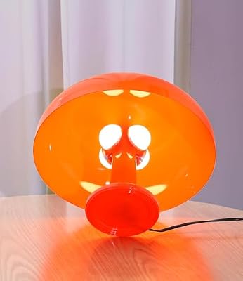 Orange Mushroom Lamp, Mid Century Modern Table Lamp for Bedroom, Minimalist Mushroom Decor Bedside Small Lamps, 2700K(Bulb Included, Plug Powered) - image 4 of 4